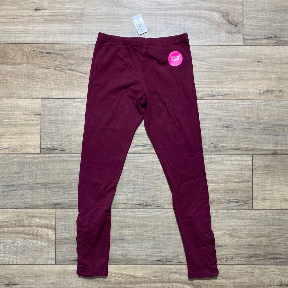 The Children's Place Girls' Lace-Up Leggings Size XL 14 Sugar Beet Full Length
